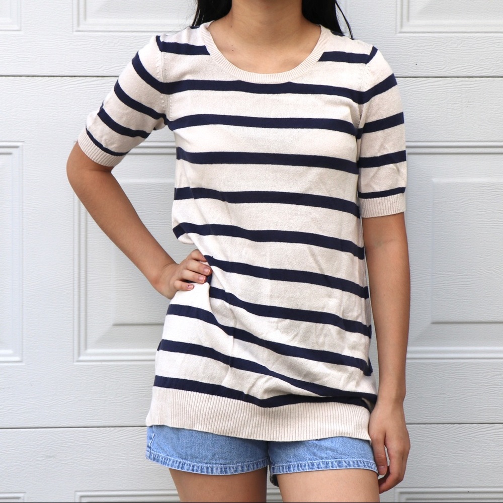half sleeve long striped tshirt